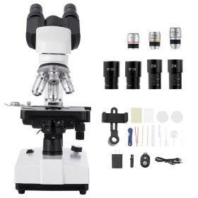 Binocular Microscope, 40-5000X Magnification, Professional Compound Microscope for Adult with Dual Stage and Two Sets of Eyepieces