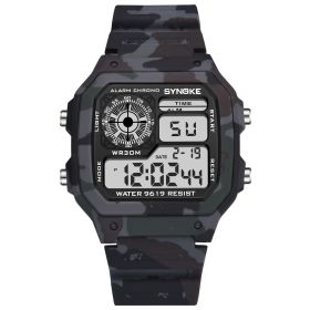 SYNOKE Military Sports Watch Digital Watch LED Men Clocks Relojes Deportivos Waterproof Luminous Alarm Clock Male 2019 (Color: Camouflage Gray, size: 1)