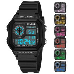 SYNOKE Military Sports Watch Digital Watch LED Men Clocks Relojes Deportivos Waterproof Luminous Alarm Clock Male 2019 (Color: Black, size: 1)