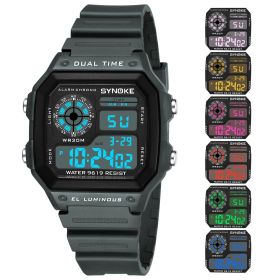 SYNOKE Military Sports Watch Digital Watch LED Men Clocks Relojes Deportivos Waterproof Luminous Alarm Clock Male 2019 (Color: Grey, size: 1)