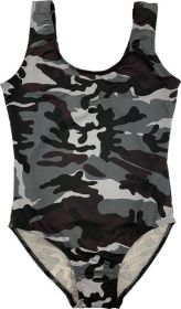 KIDS CAMOUFLAGE ONE PIECE BATHING SUIT (Color: Grey, size: L)