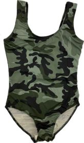 KIDS CAMOUFLAGE ONE PIECE BATHING SUIT (Color: Green, size: M)