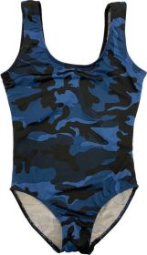 KIDS CAMOUFLAGE ONE PIECE BATHING SUIT (Color: Blue, size: L)