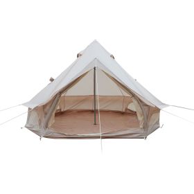 9.8FT Oxford Bell Tent for Family Camping Spacious Yurt Tent with Stove Jack, 4 Season Glamping Shelter, Waterproof Oxford Hot Tent for 3-4 People (Option: Beige_9.ft-)