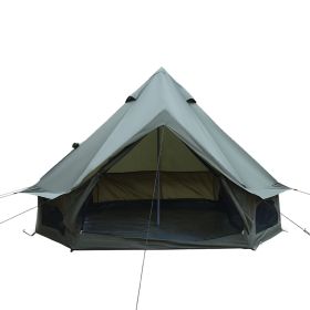 9.8FT Oxford Bell Tent for Family Camping Spacious Yurt Tent with Stove Jack, 4 Season Glamping Shelter, Waterproof Oxford Hot Tent for 3-4 People (Option: DarkGreen_9.ft-)
