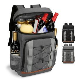 Cooler Backpack 36 Can Leakproof Insulated Cooler Backpack with 25L/6.6Gal for Picnic Camping Beach Hiking Fishing Travel (Option: Greay)